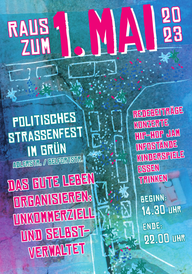 1. Mai Plakat Freiburg im Grether/Grün 2023