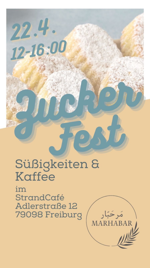 Zuckerfest Strandcafe 2023 Plakat - Süssigkeiten mit Datum und Uhrzeit