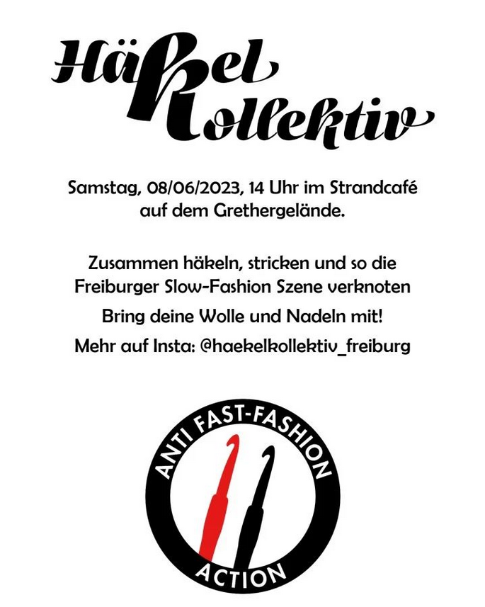 Häkelkollektiv flyer für samstag