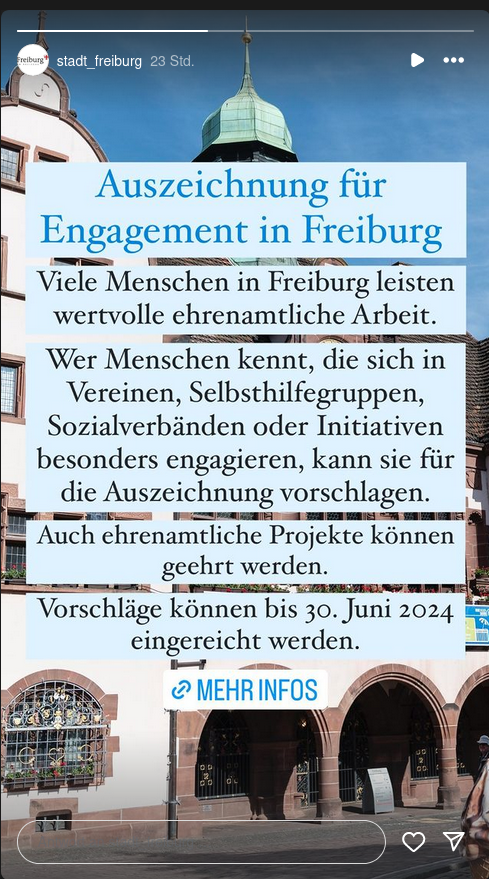 Flyer Auszeichnung für Engagement in Freiburg